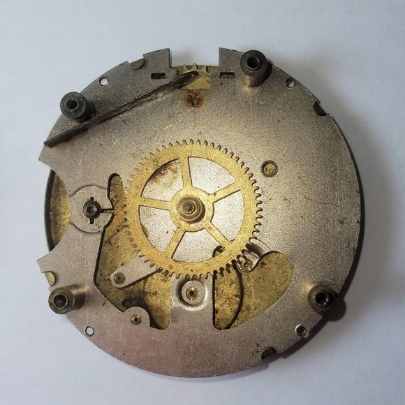 4 Vintage Pocket Watch Faces/Dials Porcelain Brass Movement Part Gears Steampunk - Picture 6 of 10